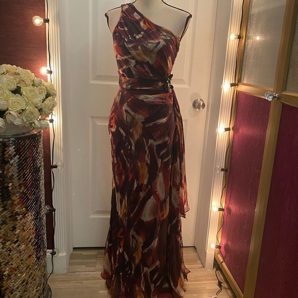 A.B.C. By Allen Schwartz one shoulder 100% silk dress, size 2